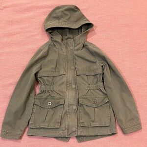 Girls Khaki cotton Hooded light jacket